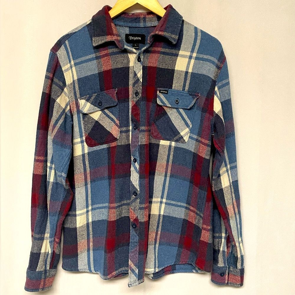 Brixton Plaid Bowery‎ Long Sleeve Flannel Button Up Men's Large
